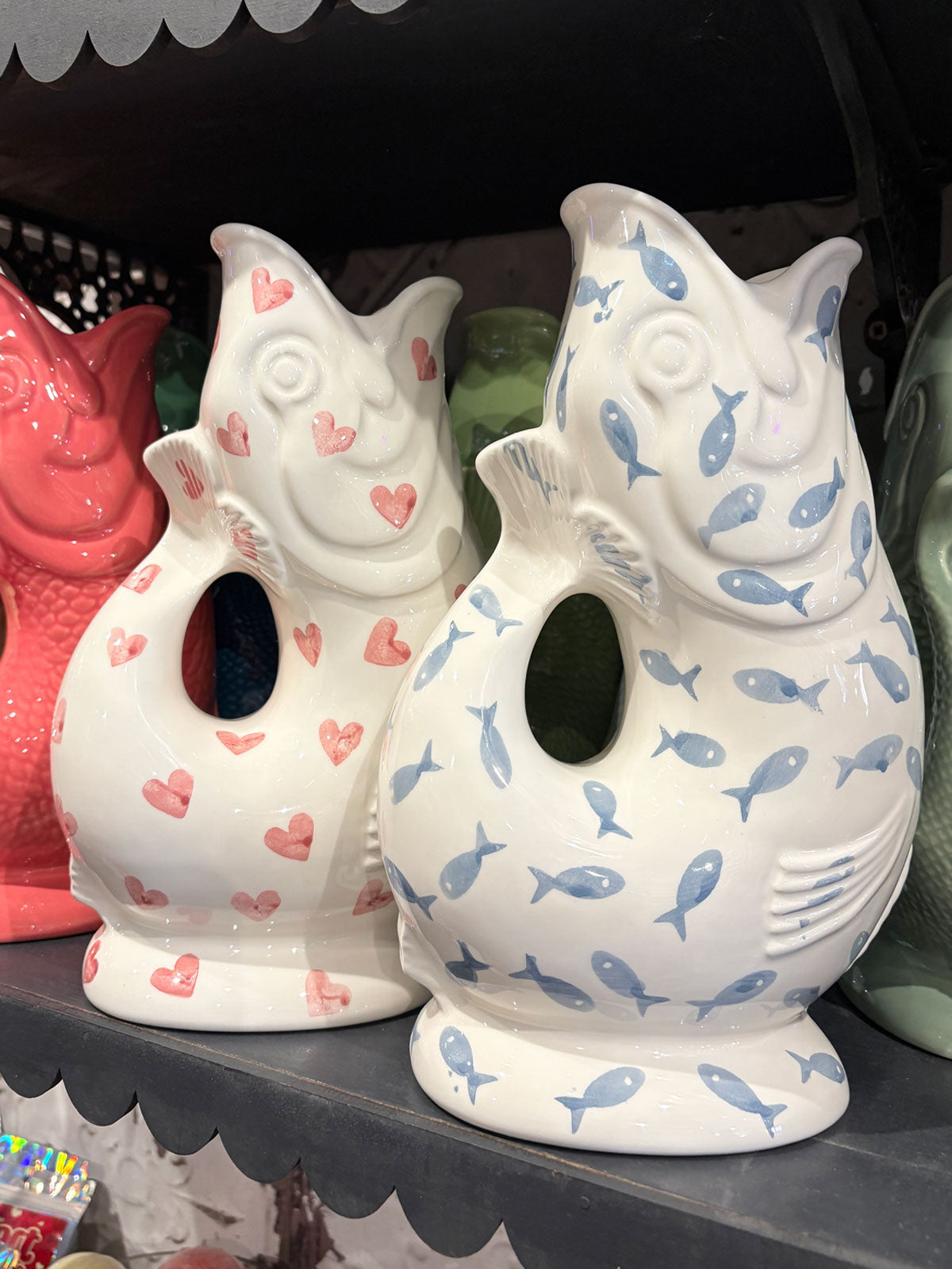 Gurgly Glug Jug Vase Extra Large - All Over Sponged Print Hearts