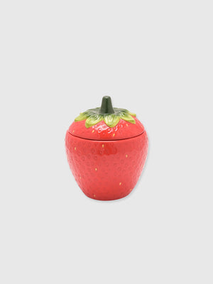 Strawberry Design Ceramic Sugar Bowl - 11cm