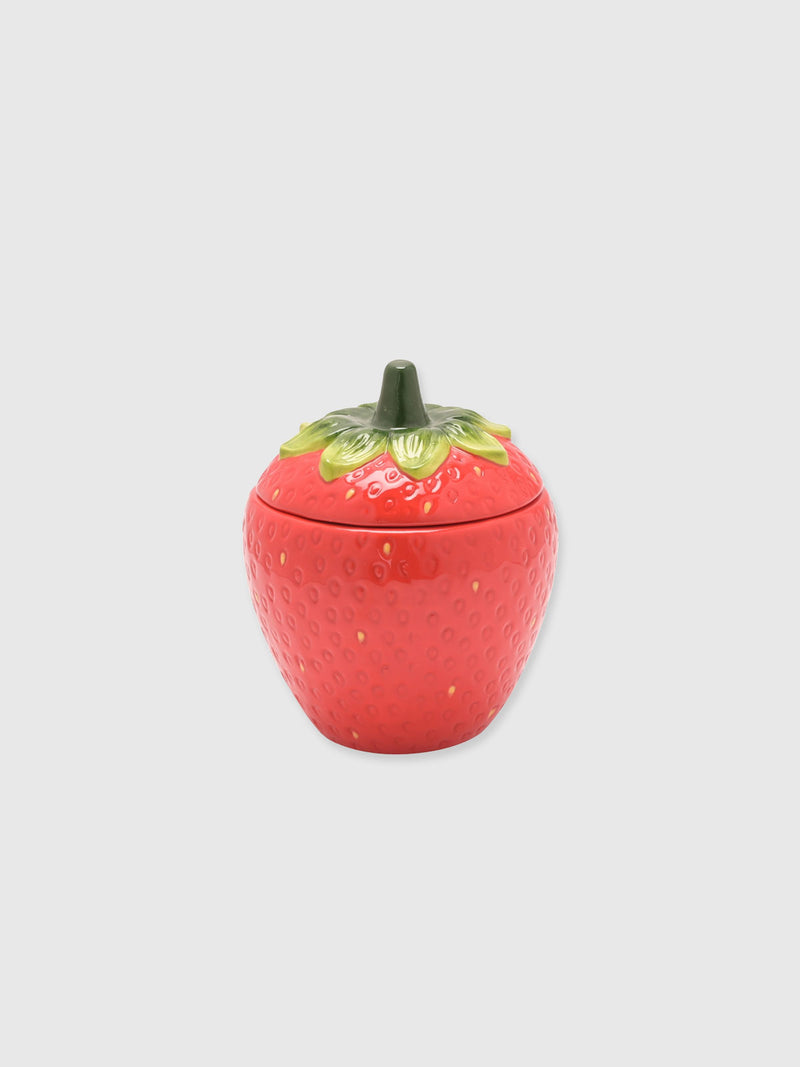Strawberry Design Ceramic Sugar Bowl - 11cm