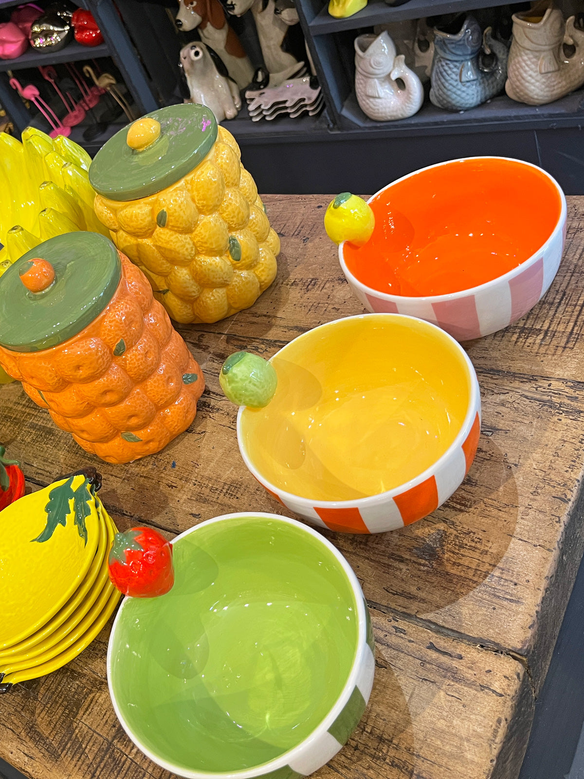 Orange Striped Lime Design Ceramic Bowl