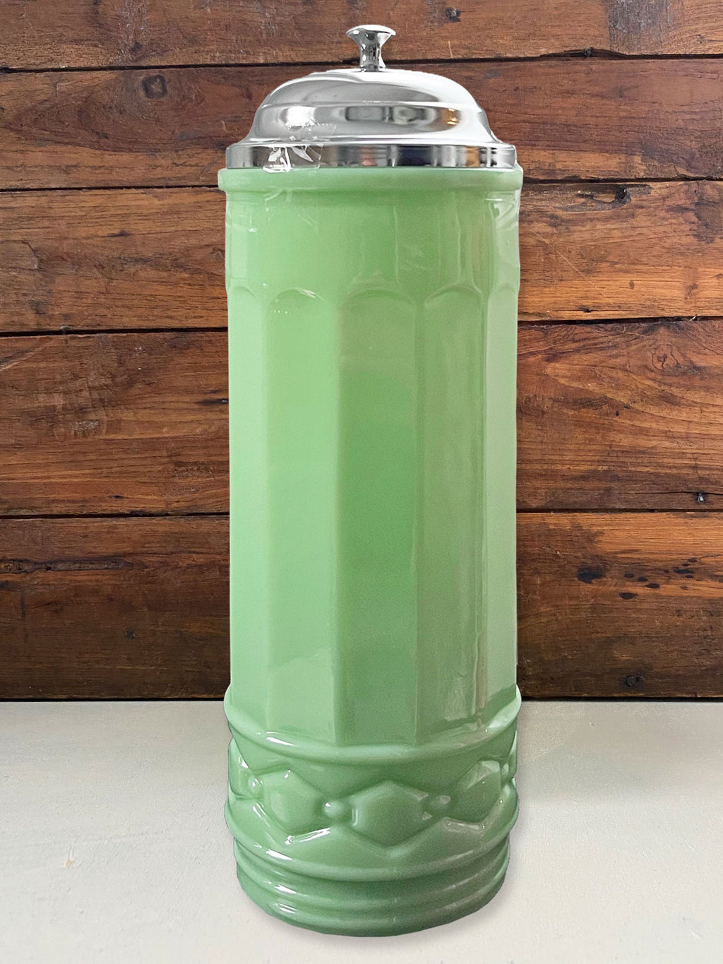 Jadeite Glass Straw Holder Dispenser