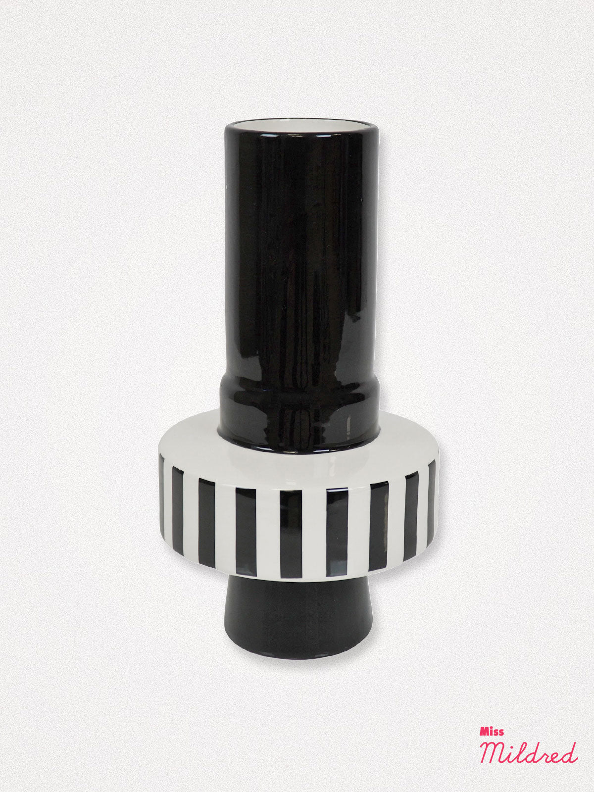Black and White Stripe Modern Shaped Vase