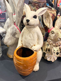 White Rabbit and Carrot Ceramic Pot - 25cm