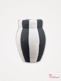 Striped Terracotta Vase - Black and White
