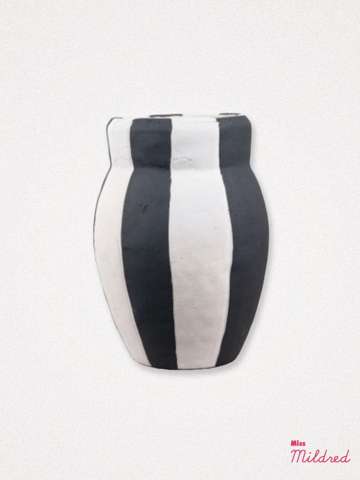 Striped Terracotta Vase - Black and White