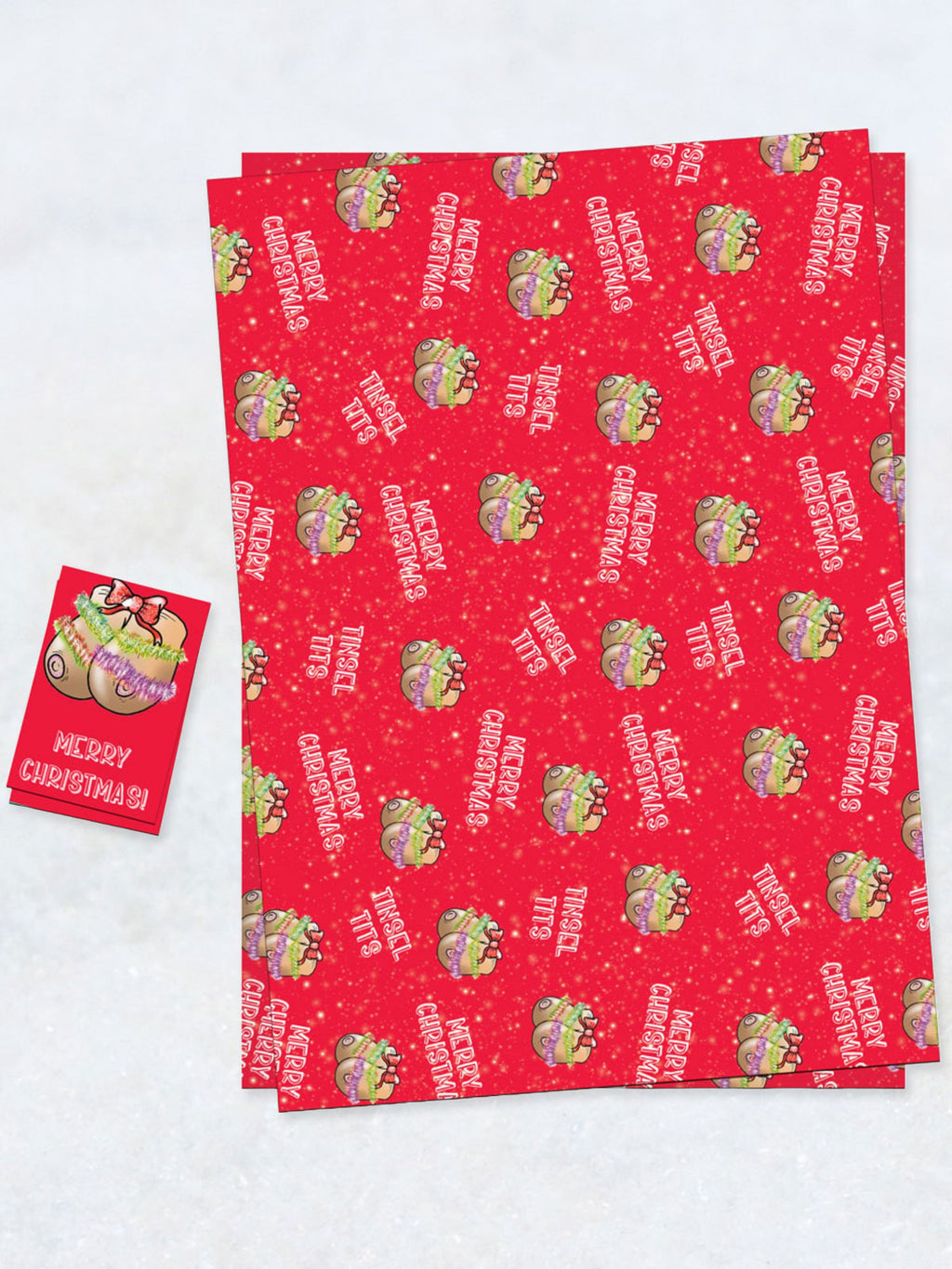 Funny Christmas Wrapping Paper Gift Wrap & Tags - Tinsel Tits