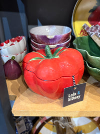 Tomato Shaped Ceramic Lidded Bowl