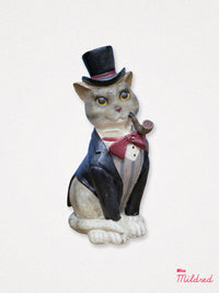 Top Hat Gentleman Cat Statue - 25cm