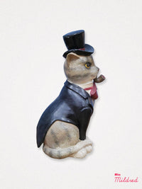 Top Hat Gentleman Cat Statue - 25cm