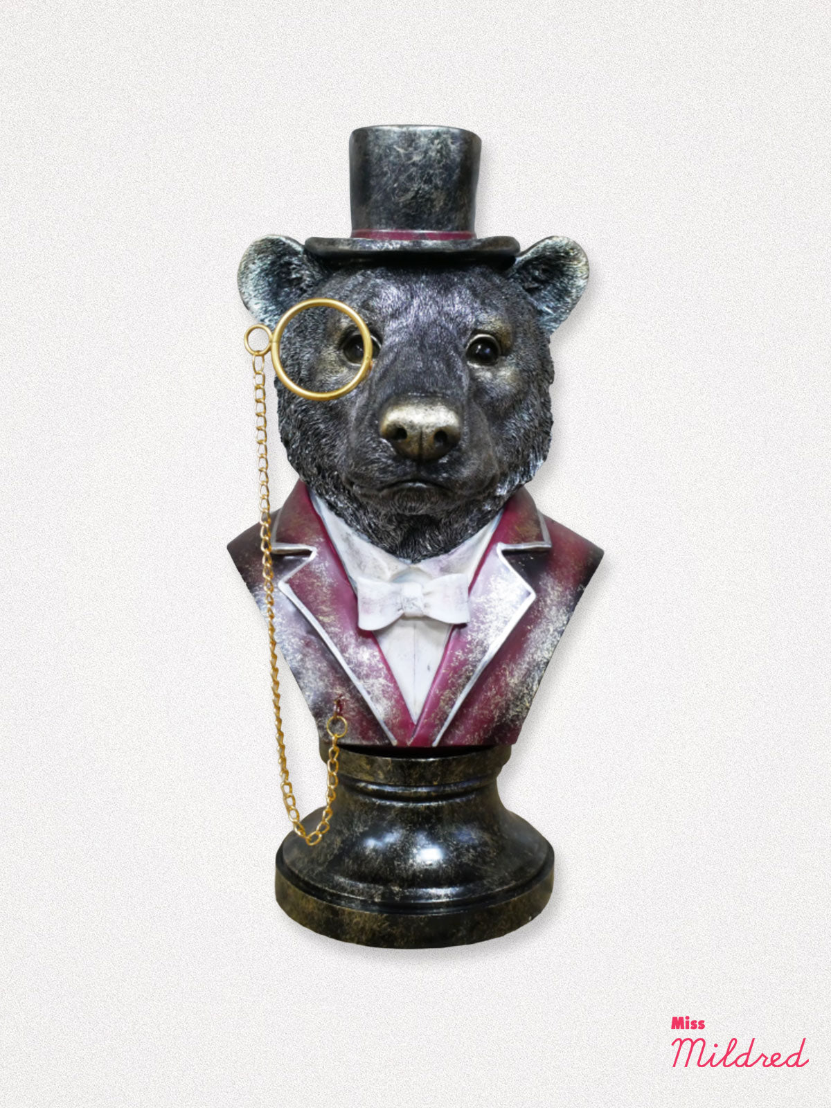 Gentry Top Hat Bear Bust with Monocle