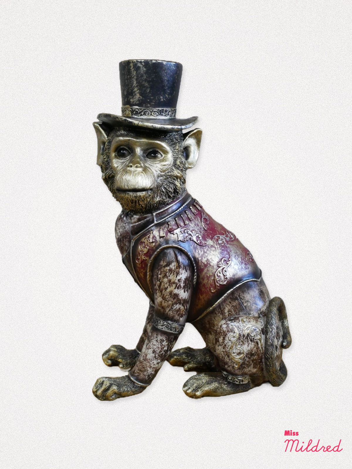 Top Hat Monkey Statue - Bronze and Gold