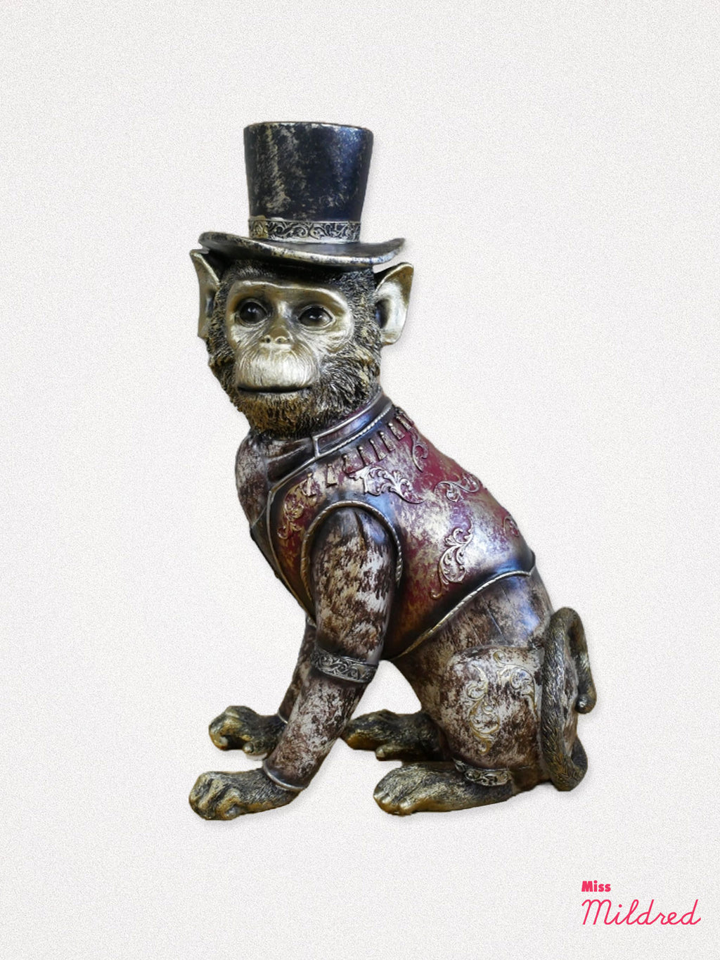Top Hat Monkey Statue - Bronze and Gold