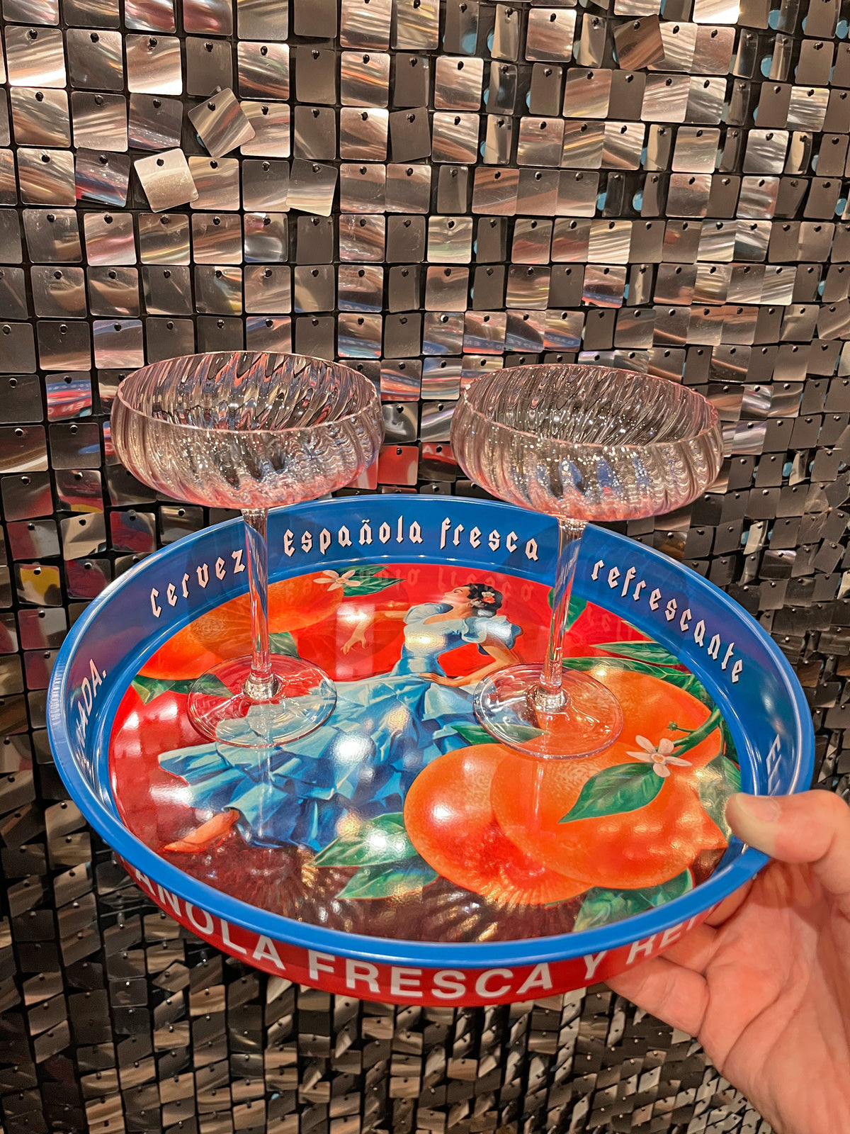 Round Metal Serving Tray - Spanish Dancer