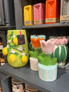 Tulip Shaped Candle Holder - Mint Green and Pink