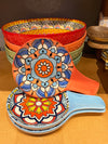 Ceramic Tuscany Spoon Rest - Teal and Multi