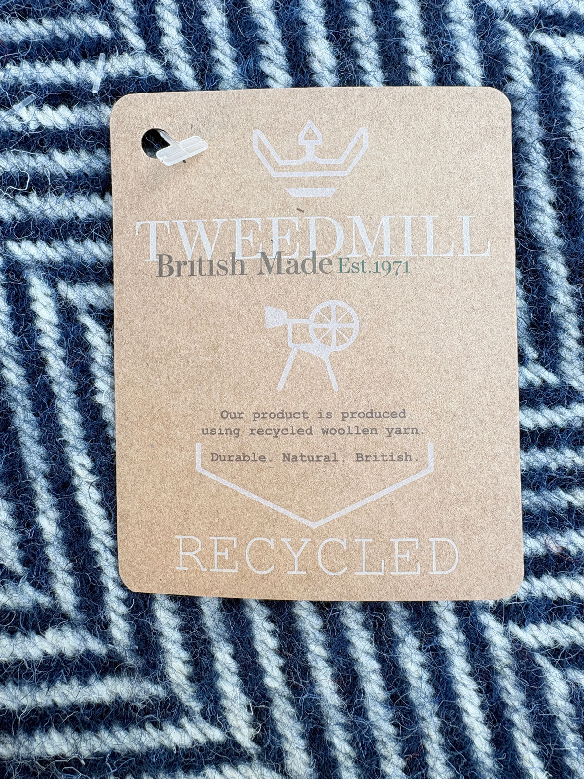 Tweedmill Recycled Wool Chevron Tibet Throw Large Blanket - Navy