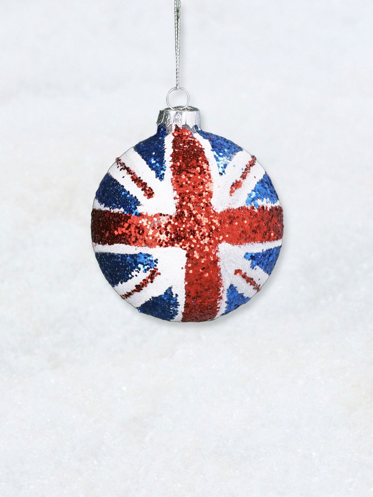 Christmas Glass Bauble - Sparkling Union Jack Flag