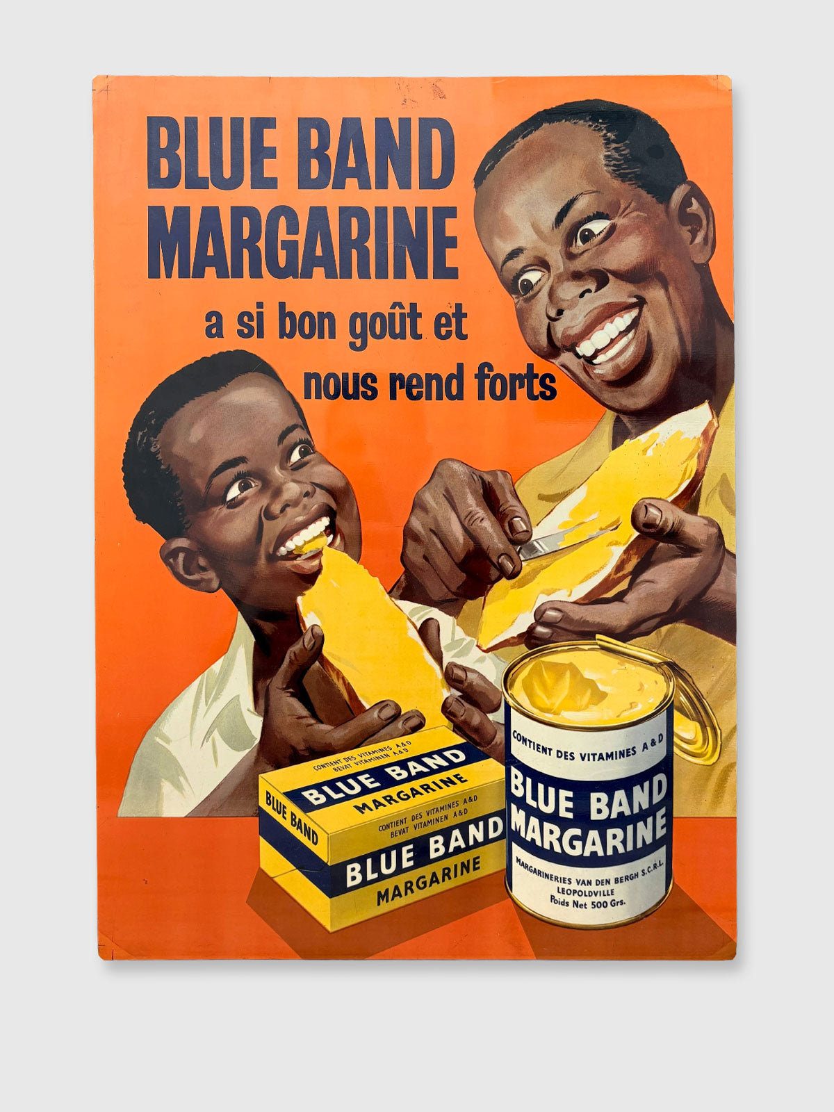 Original French Advertising Tin Sign - Blue Band Margarine