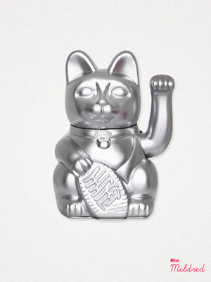 Lucky Fortune Waving Cat - Silver