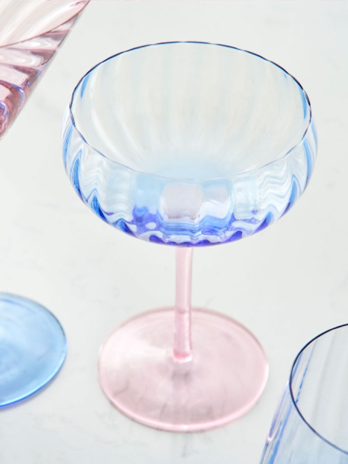 Coupe Glass - Blue & Pink