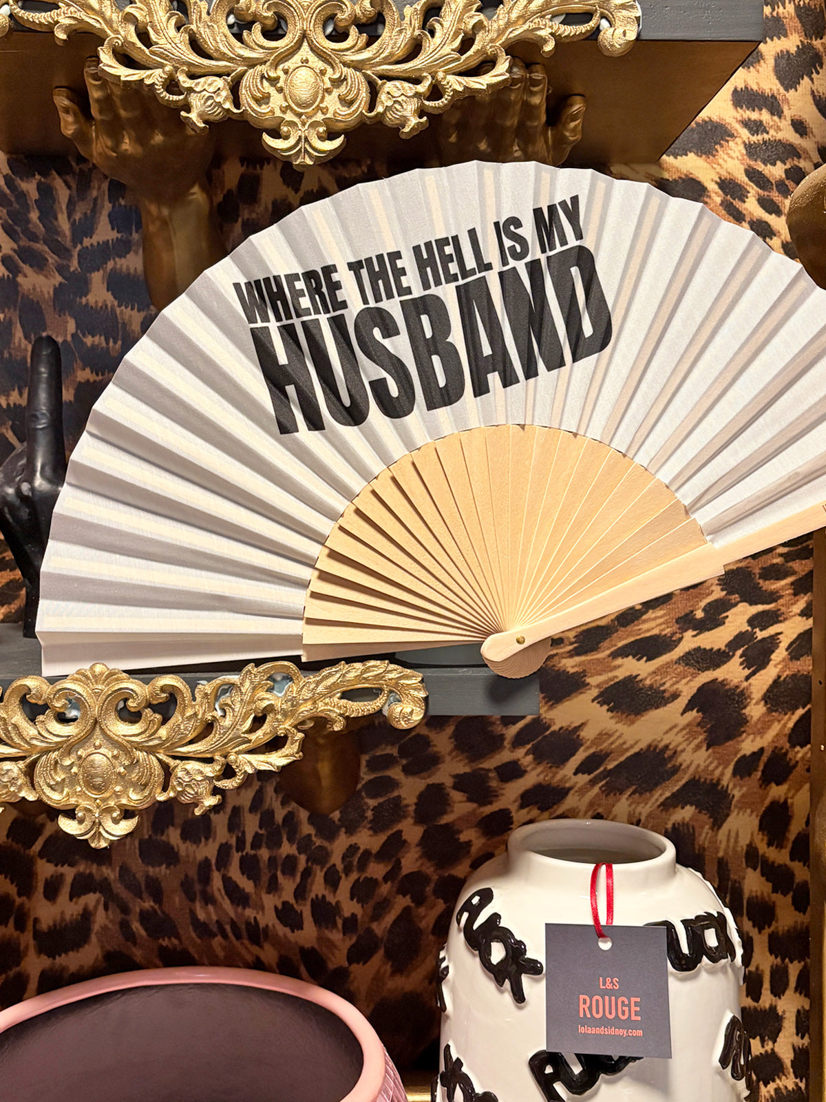 Hand Fan White & Black - Where the Hell Is My Husband