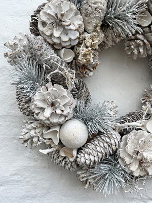 Faux Wreath - Artic White Silver