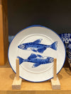 Ceramic Fish Plate - Cream and Blue