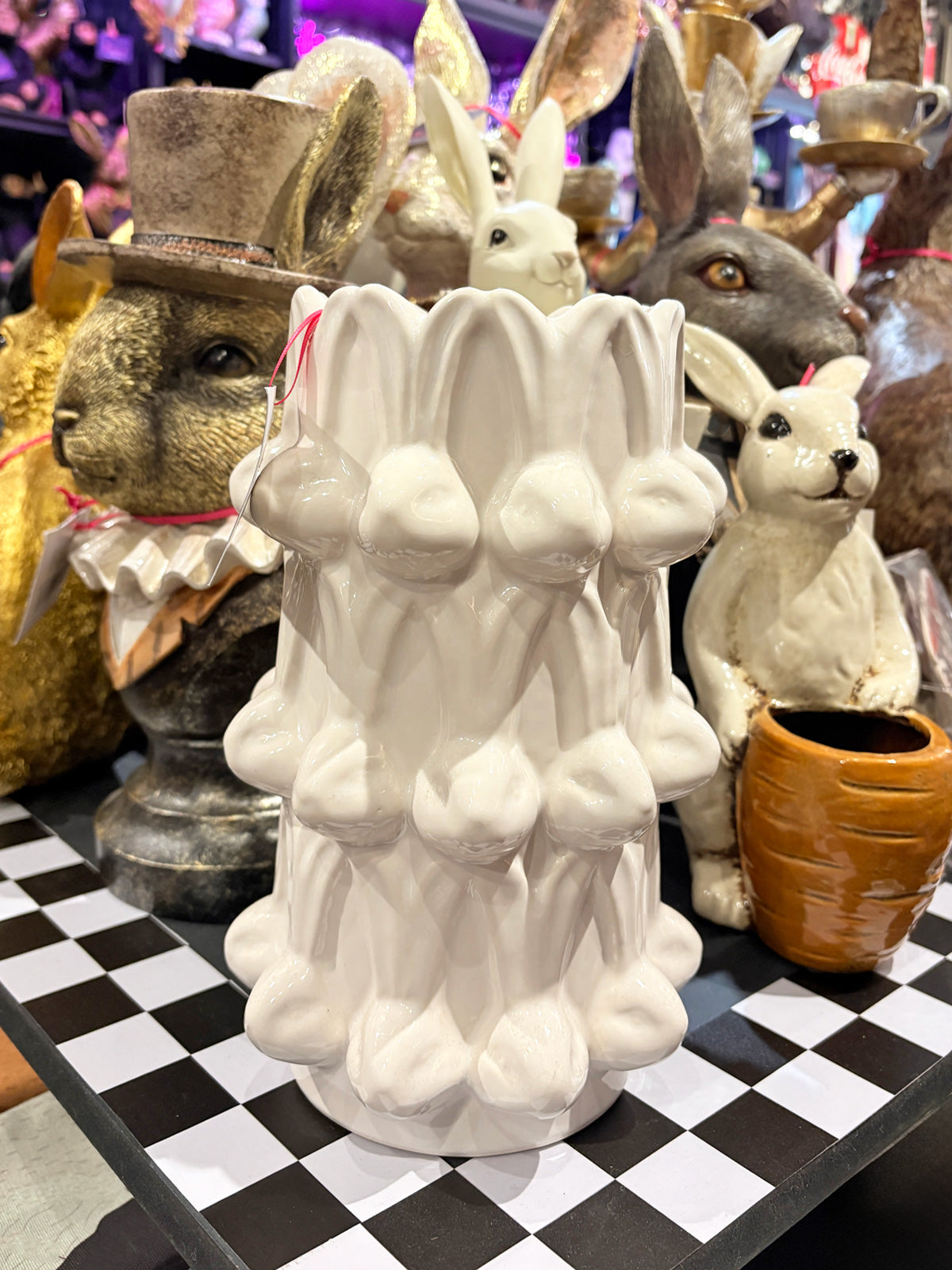 Bunny Rabbit Head White Vase - 25.4cm