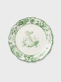 White & Green 'Begging' Rabbit Garden Side Plate