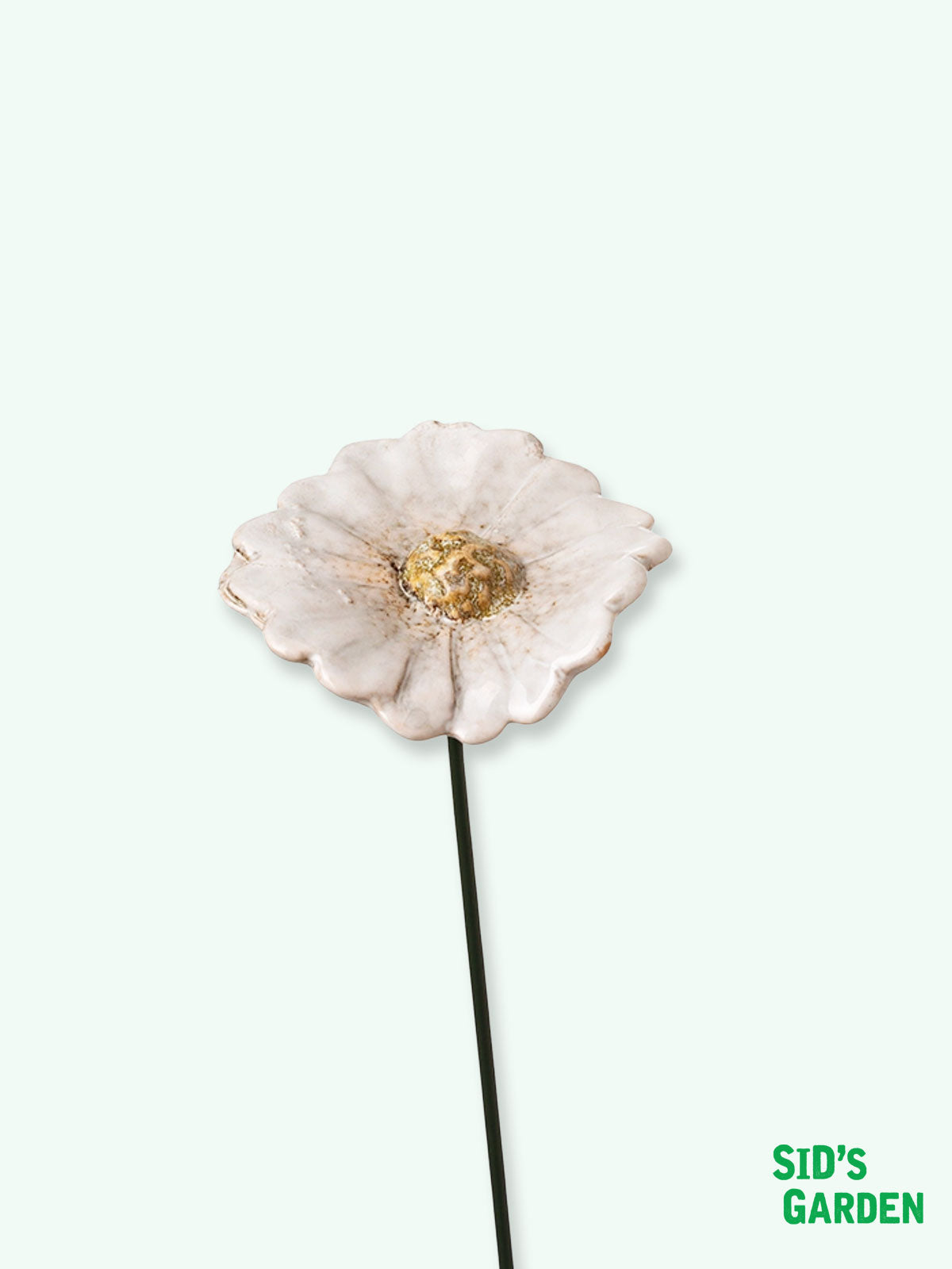 Garden Ceramic White Daisy Flower Stake - 30cm