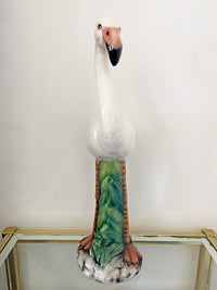 Large Italian Porcelain White Flamingo Statue Figure