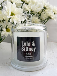 Glass Dome Candle - Lola White Flowers