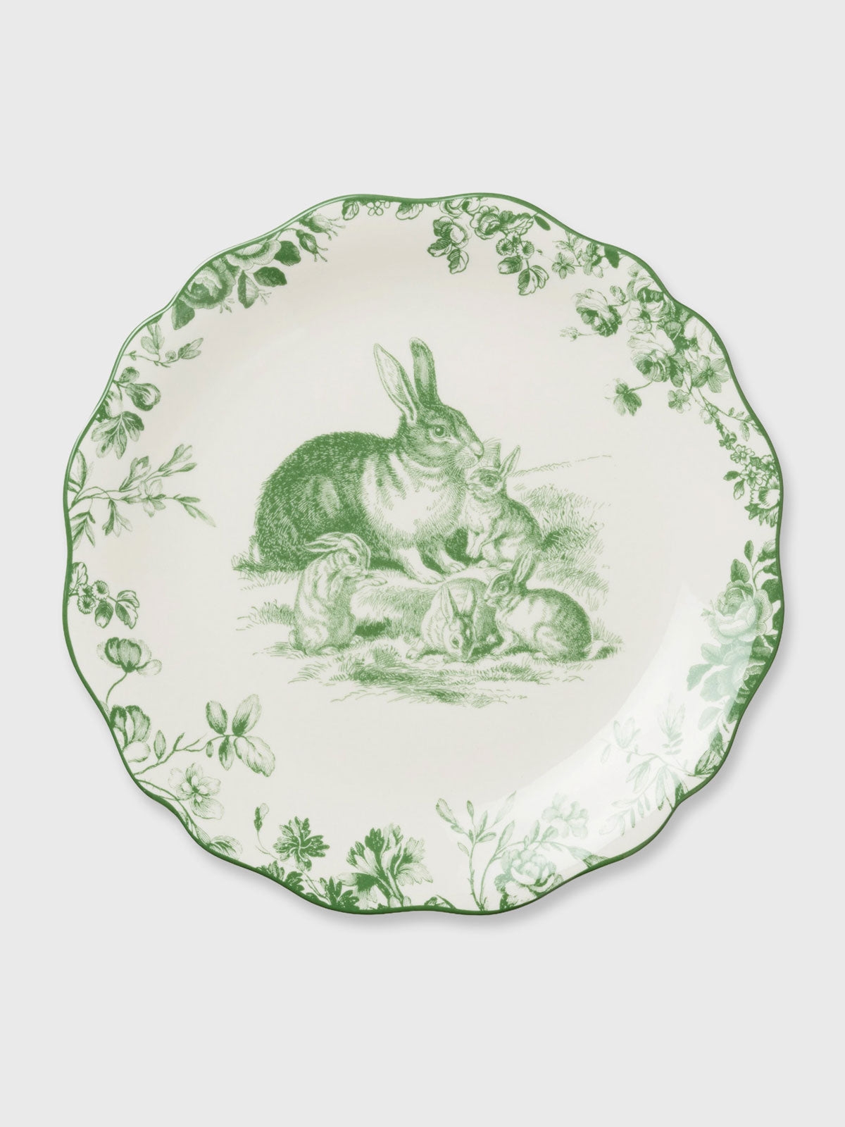 White & Green Rabbit Garden Dinner Plate