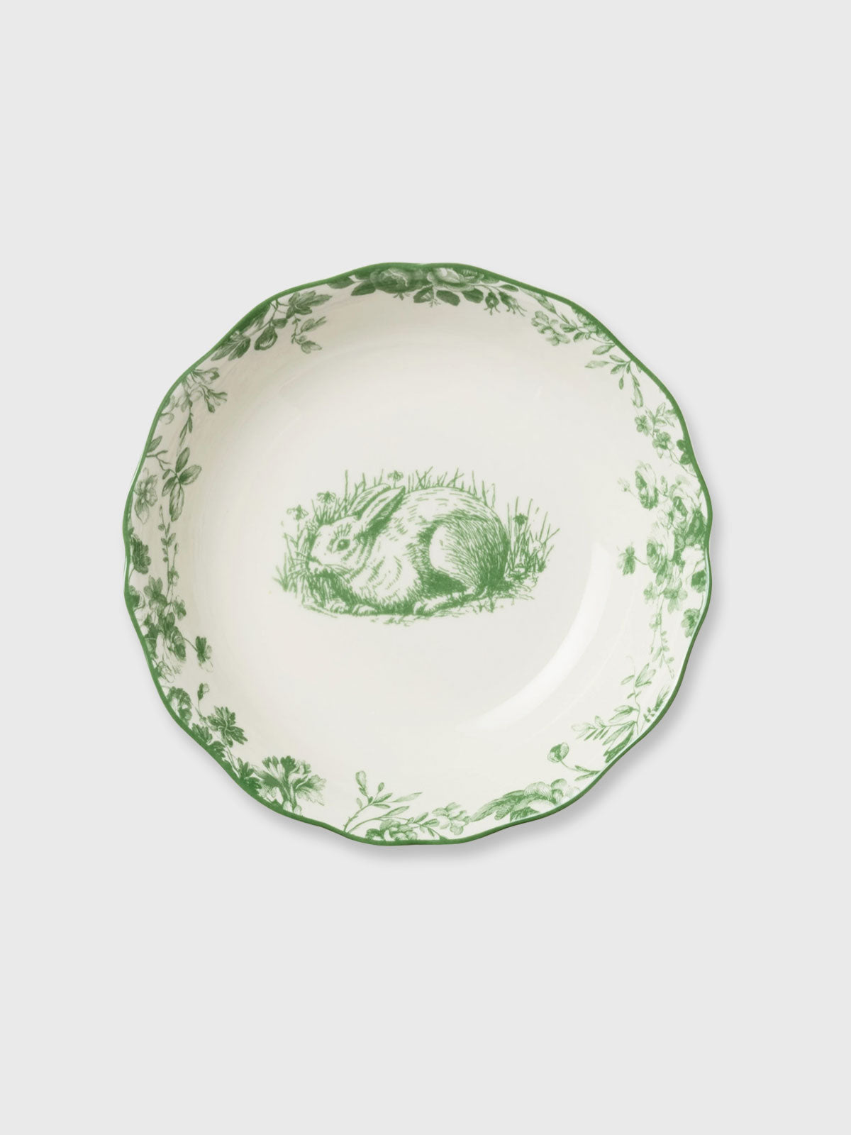 White & Green 'Resting' Rabbit Garden Soup Bowl