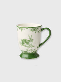 White & Green 'Running' Rabbit Garden Mug