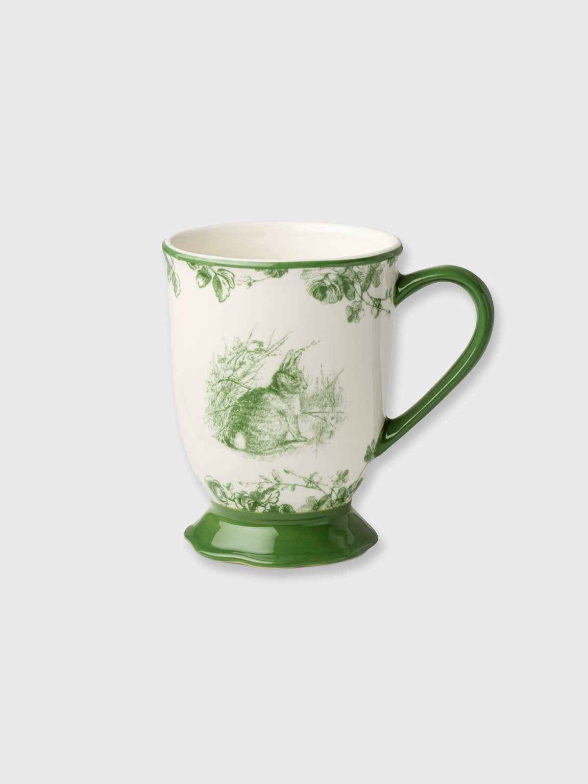 White & Green 'Curious' Rabbit Garden Mug