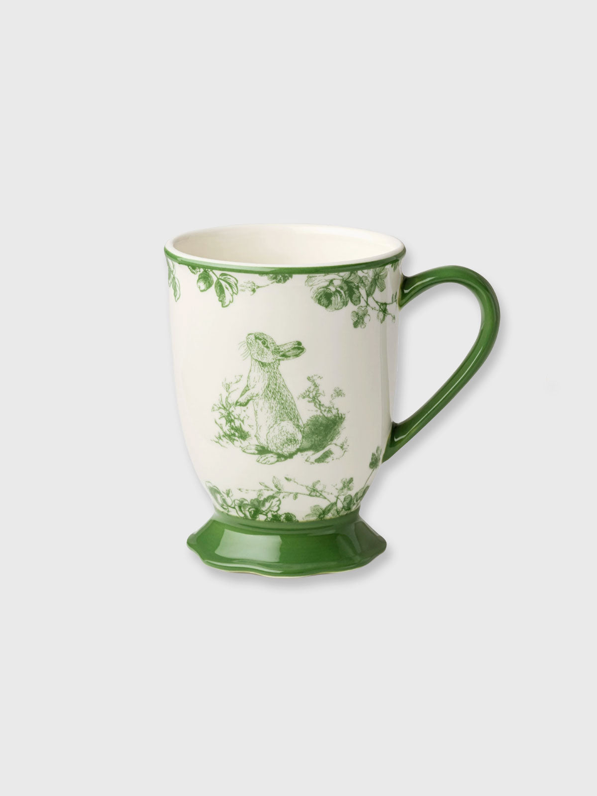 White & Green 'Begging' Rabbit Garden Mug