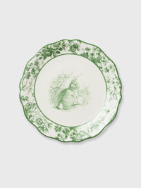 White & Green 'Curious' Rabbit Garden Side Plate