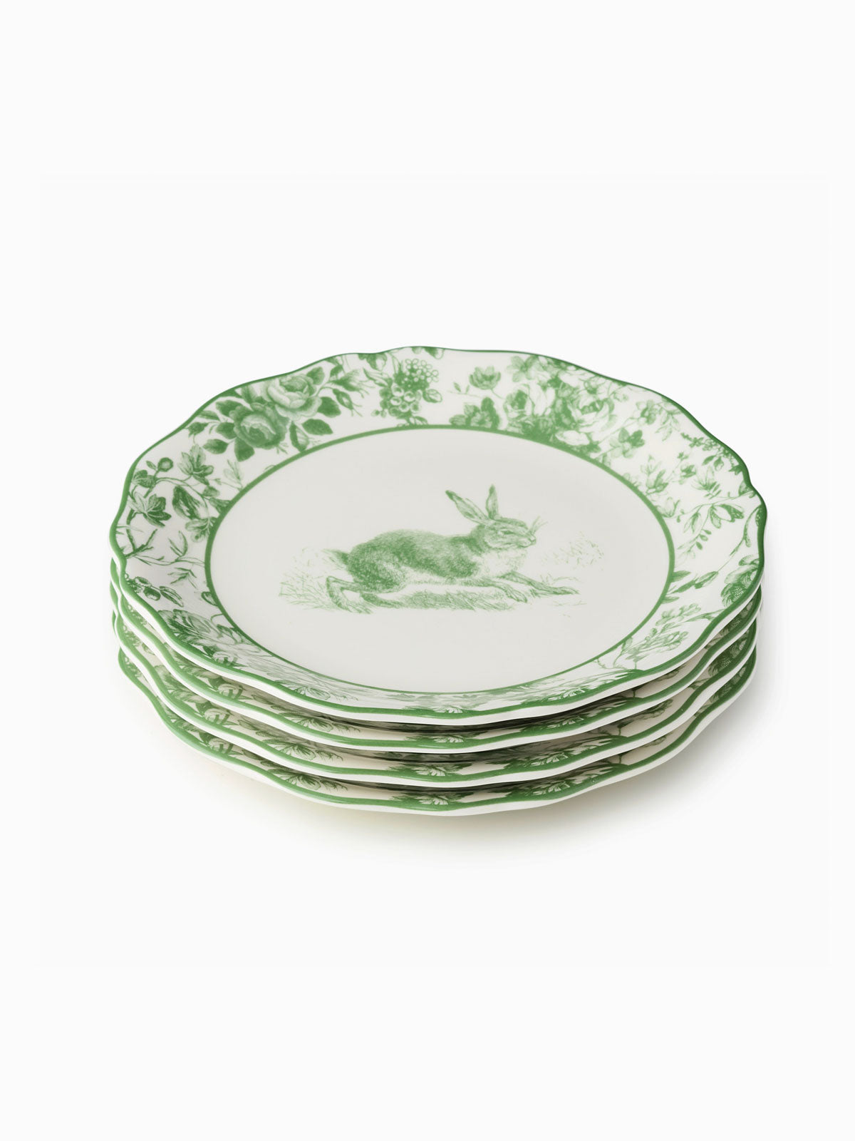 White & Green 'Running' Rabbit Garden Side Plate