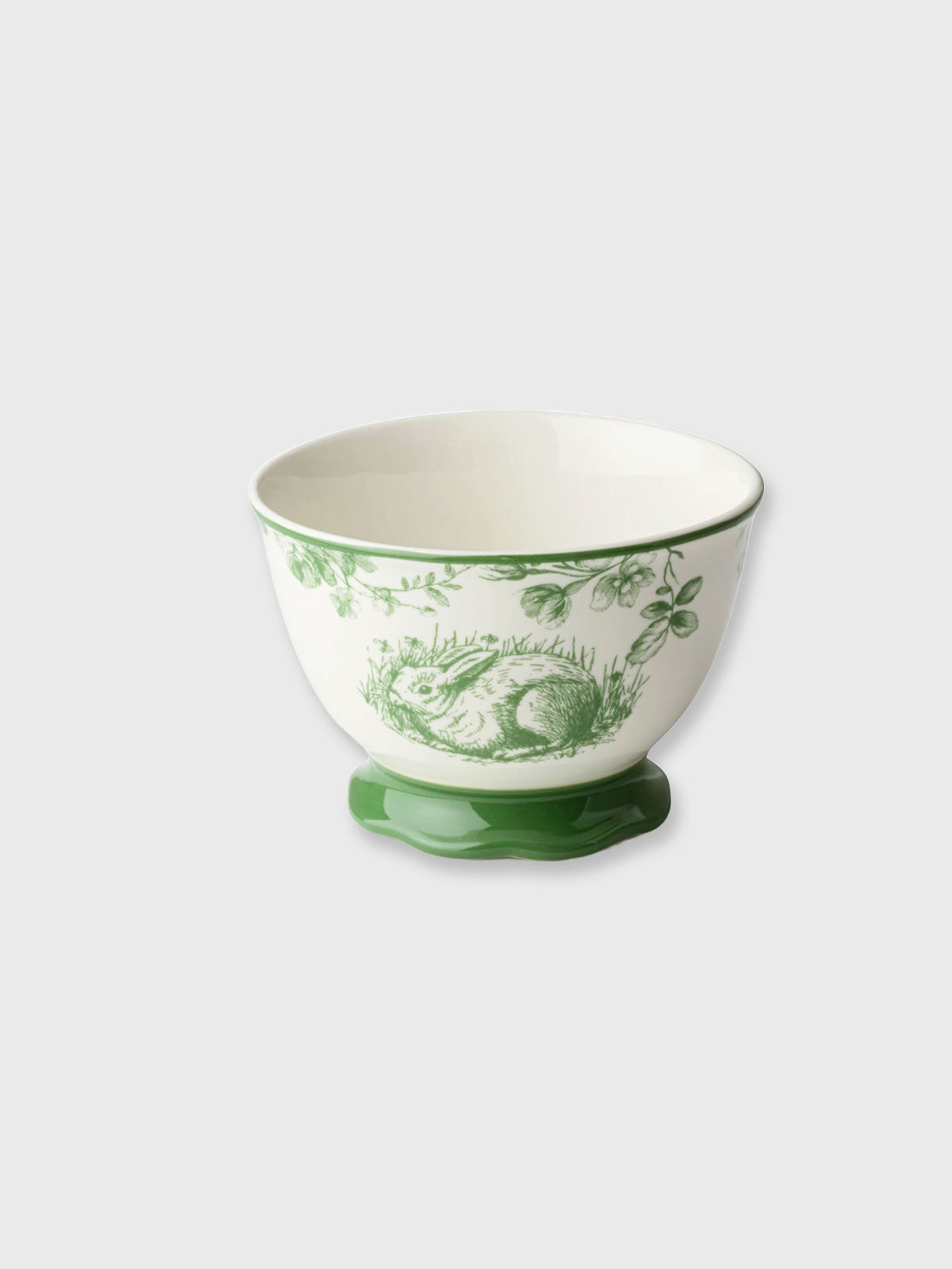 White & Green 'Resting' Rabbit Garden Bowl