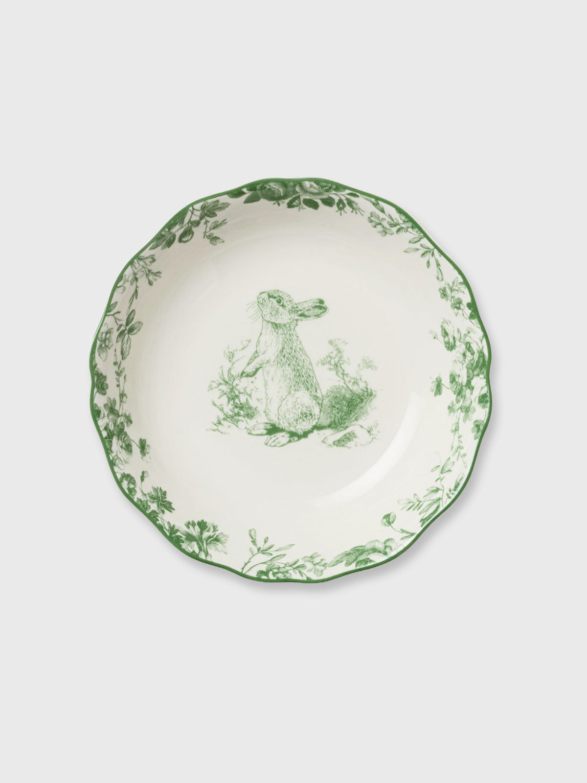 White & Green 'Begging' Rabbit Garden Soup Bowl