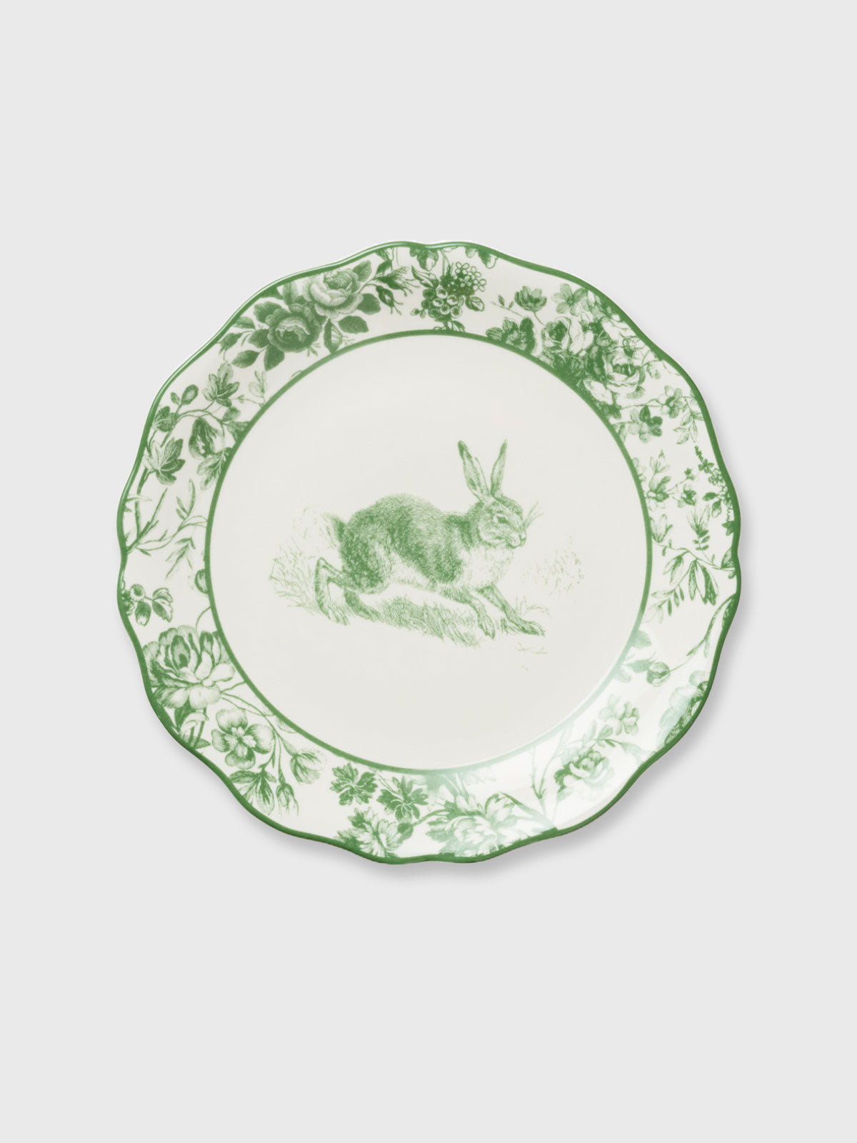 White & Green 'Running' Rabbit Garden Side Plate