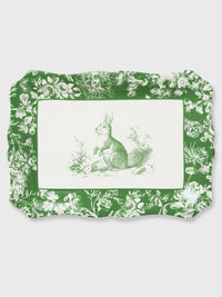 White & Green Rabbit Garden Serving Rectangular Platter