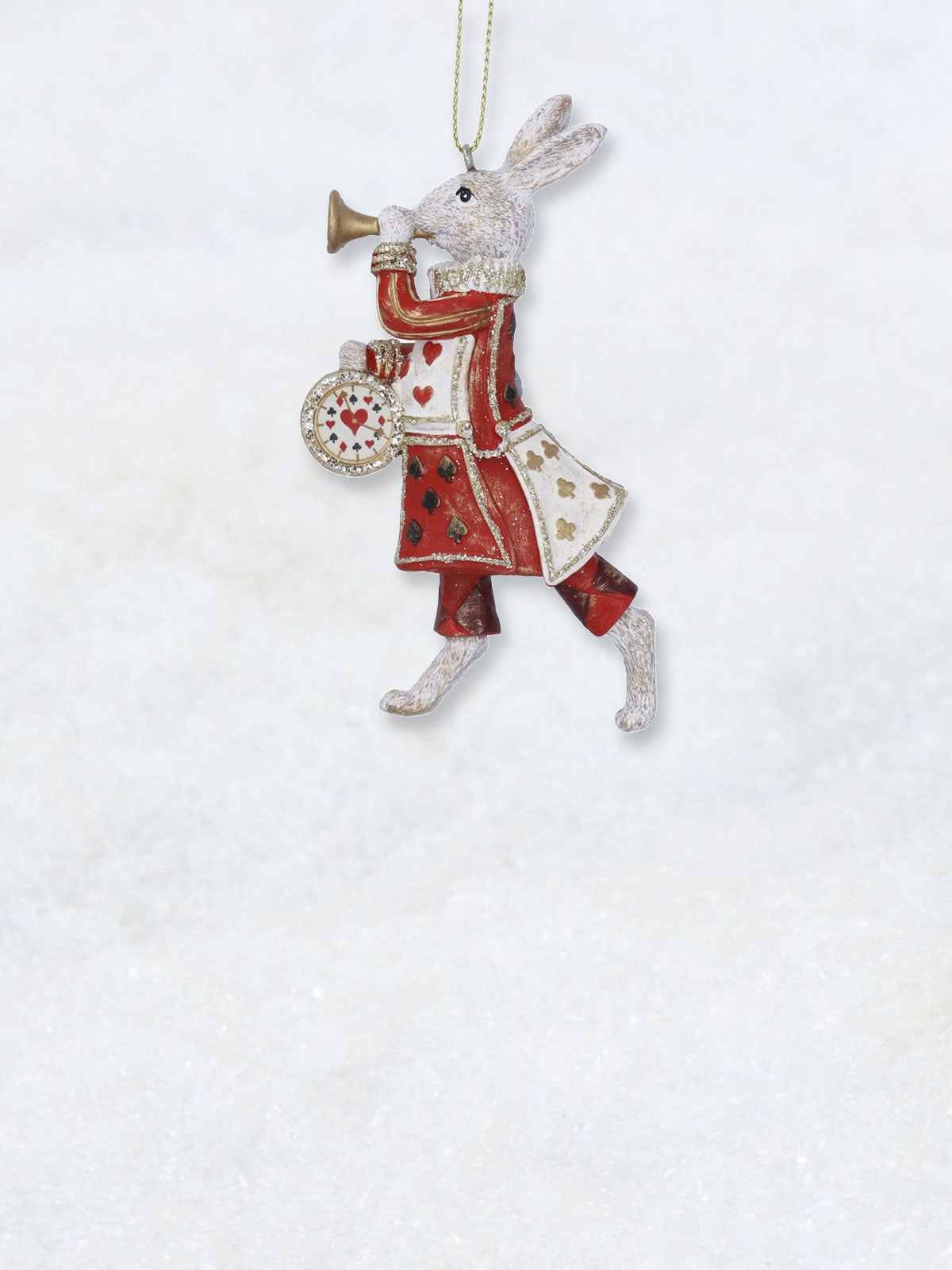 Christmas Hanging Decoration - White Rabbit with Trumpet