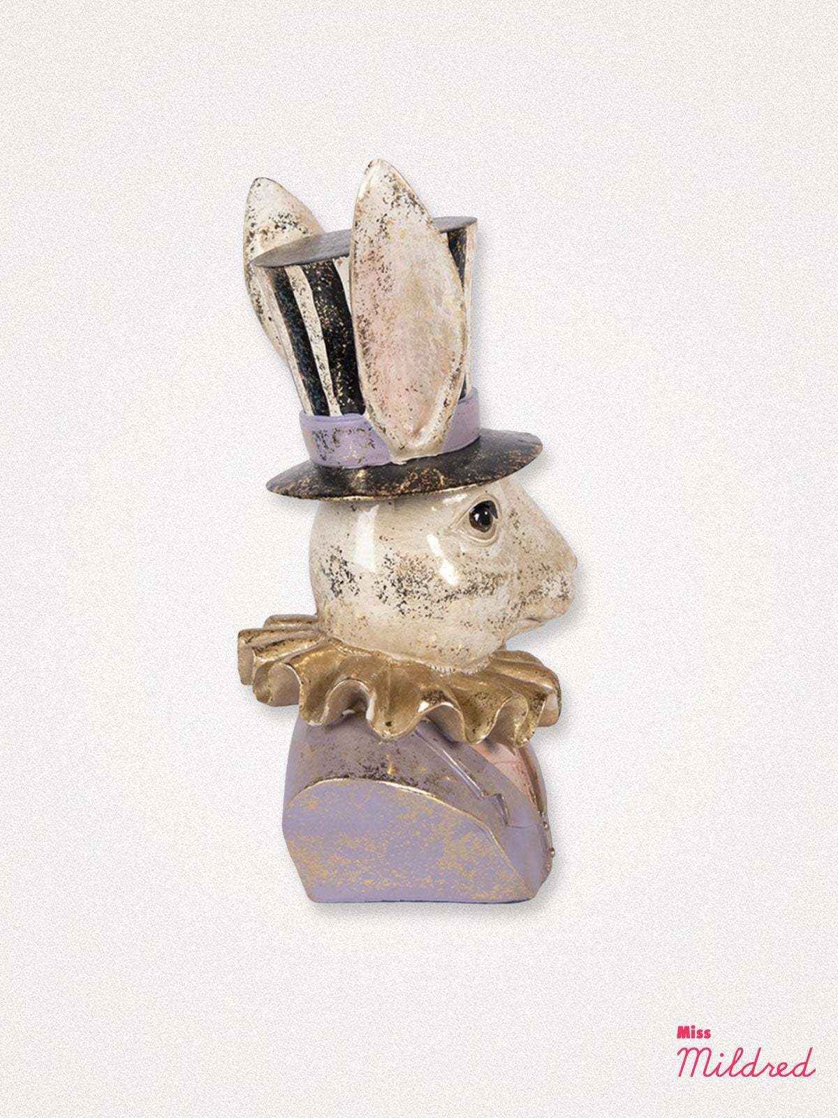 Rabbit Ruffle Bust Statue - Purple, Gold & White