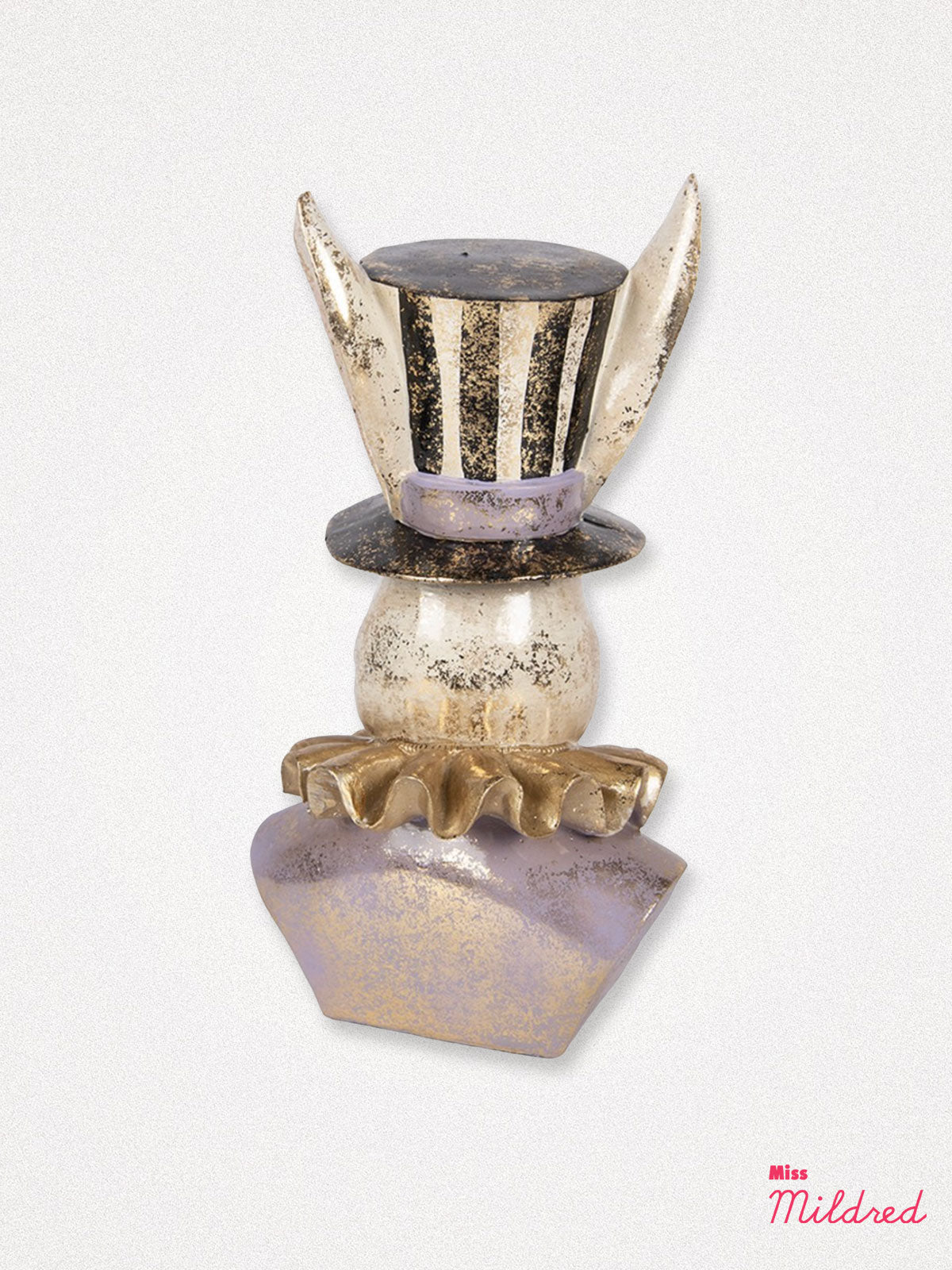 Rabbit Ruffle Bust Statue - Purple, Gold & White