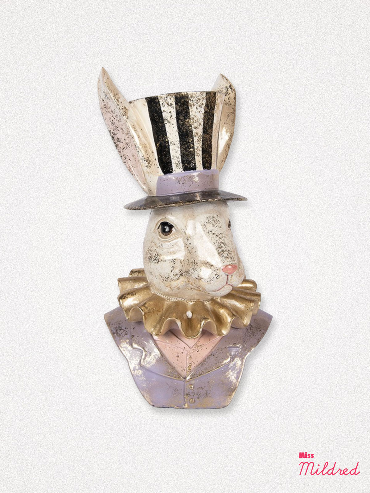 Rabbit Ruffle Bust Statue - Purple, Gold & White