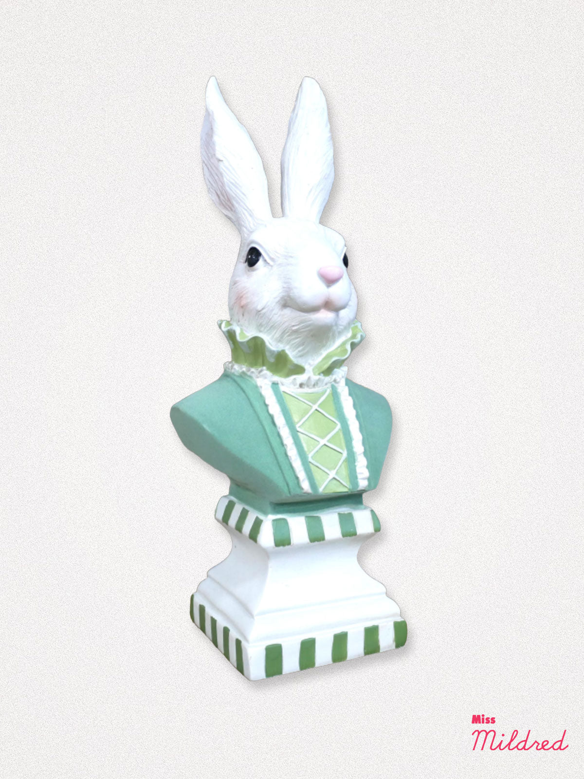 White Rabbit Ruffle Lady Bust – Green Stripe