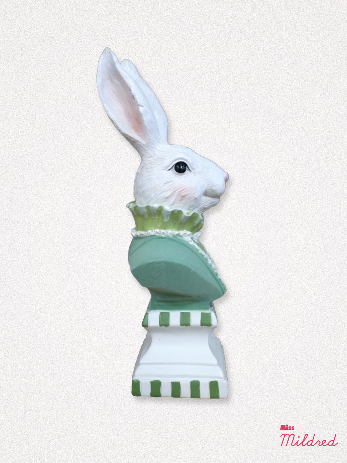 White Rabbit Ruffle Lady Bust – Green Stripe