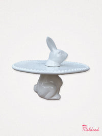 Rabbit Ceramic Cake Display Stand - White
